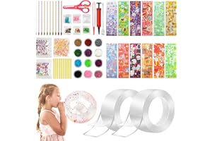 VICTERR 2 Pack Nano Tape Bubbles Kit, Double Sided Nano Tape for Making Bubbles, DIY Nano Bubble Tape with Pump Sequins Glitter Powder Stickers, Nano Tape Creative Water Ball Craft Kits for Kids Adults