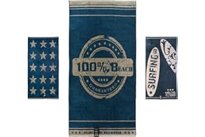 ‎JILDA-TEX jilda-tex Strandtuch 90x180 cm Badetuch Strandlaken Handtuch 100% Baumwolle Velours Frottier Pflegeleicht Verschiedene Designs (Beach)