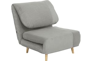 ‎HOMCOM HOMCOM 2 in 1 Schlafsessel Klappbar Schlafsofa mit Bettfunktion Verstellbarer Rückenlehne, Gästebett bis 200kg Relaxsessel in Cordoptik Klappsessel für Wohnzimmer Schlafzimmer 82 x 87 x 89 cm Grau