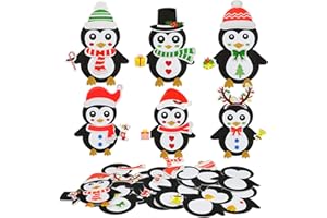 ‎LAMEK LAMEK 12 Pinguin Bastelsets Kinder Kreative Weihnachtsbasteln Weihnachten Kunsthandwerk zum Basteln Kreativsets Moosgummi Bastelhandwerk für Jungen Mädchen Weihnachtsbaum Winter Neujahr