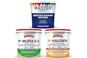 MASTERBRICO Kit Antimuffa per Muri Interni con Pittura Bianca - Muffa ko Kalorfix, Master Paint, Pittura Antimuffa per Interni (POCA MUFFA)