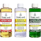 Terlans Yağlı Boya Seti Yardımcı Malzemeler 3x250ml Boya Fır&ccedil;a Temizleyici - Kokusuz Terebentin - Keten Yağı