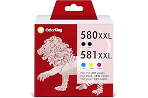 ColorKing 580 581 XXL Druckerpatronen Kompatibel für 580 581 Multipack für TR8550 Druckerpatronen für Pixma TR8550 TS6350 TS705 TS6150 TS6250 TS6351 TR7550 TR8500 TS9550 TS8350 TS8150(5 Pack)