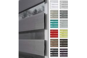 ‎HOME-VISION Home-Vision® DuoRollo Klemmfix, Doppelrollo ohne Bohren mit Klämmträgern, Rollos für Fenster und Türen (Graphit, B90cm x H150cm)