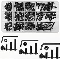 Set Di Dadi E Bulloni In Acciaio Inox M4 M5 M6, Nero, Con Testa A Bottone Flangiata, Tappo Con Colletto, Set Di Viti Per Macchina Con Attacco Esagonale (147 Pezzi - 11