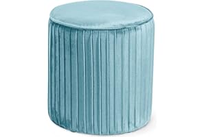 Norbe | Pouf Poggiapiedi Velluto Cilindro Sgabello a Coste Poggiapiedi Scrivania Toeletta Trucco Poltroncina Bimbi Da Camera o Salotto poggia piedi Comodino poltrona Flu (Azzurro Small)