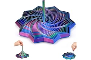 Vibbang Expanded Sensory Fidget Star, 3D Printed Fidget Toys with Handle, 17cm Fractal Sensory Fidget Toys Adults Kids, Hexagon Spiral 3D Star for Stress Relief, Christmas Stocking Stuffers Gadgets