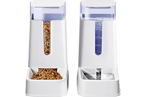 HIPIDOG Comedero automático para Gatos y dispensador de Agua para Gatos en Juego de 2 Paquetes de alimentador automático para Perros y dispensador de Agua para Perros pequeños, Cachorros, Gatitos