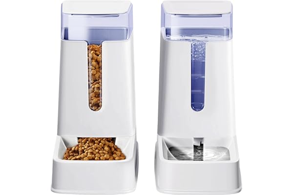 Lot de 2 distributeurs automatiques de Nourriture et d'eau pour Chat de Petite, Moyenne et Grande Taille, pour Chats, Chiens, Chiots, Chatons, 3,8 l x 2