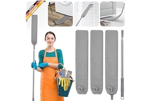 IMAICEPT Plumeau Telescopique, 2,5m Plumeau Poussiere Telescopique avec Poignée en Acier Inoxydable et 3 Chiffons Remplaçables, Lavable Nettoyeur de Poussière Rétractable, pour Dépoussiérer Les Meubles