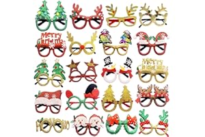 HzNzYHD 16 PCS Novelty Christmas Glasses for Kids Adults,Xmas Glitter Party Glasses Frame to Wear for Holiday Fancy Dress Costume Decoration,Assorted Styles