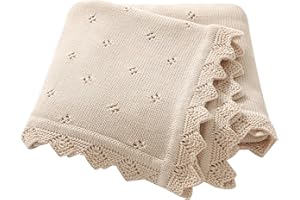Hadetoto Baby Blanket 100% Cotton Knit Baby Blankets Baby Gifts Baby Essentials for Newborn, 100 x 80 cm (Camel)