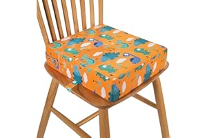 MATIVE Rehausseur Chaise Enfant,Support Plus Solide Base Antidérapante Double Sangles Sécurisées Pour Salle à Manger Pour enfant Coussin de Voyage Portable (Orange)