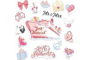 COZDAZZ Cruise Door Magnets Decorations, 16PCS Just Married Honnymoon Cruise Magnets for Ship Cabin Door, Cruising Must Haves Magnetic Signs