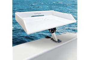 Vantegas Boat Cutting Board Bait Table Filet Board for Fish Cleaning Station White Fishing Fillet Table, in Single Rod Holder with Plier Storage and Knife Slot, Marine Accessories for Boats Grill