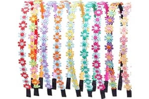 CLDURHGE Confezione da 9 Fasce per Ragazze, Fasce per Capelli Colorate Margherita, Decorazioni Dolci e Carine, Fasce per Capelli con Paillettes per Feste di Compleanno, Festival, Scuola