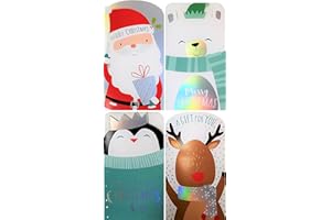 YLAB 4 Kids Christmas Money Wallets with White Envelopes – Cute Santa, Penguin, Reindeer & Polar Bear Designs – Xmas Cash, Voucher or Gift Card Holders – Pre-Printed Greeting – Boys Girls Children