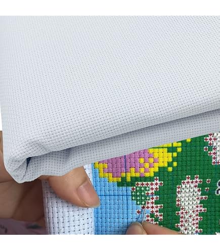 Marussia.shop Tela Aida Zweart 20 Count Extra Fine - Bianco Madreperla Con Lurex - 48x53 Cm Per Punto Croce