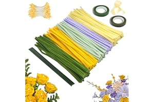 WEALROTN Pipe Cleaners for Craft 300PCS, 30cm Long Super Flexible Fluffy Craft Set with Flower Stems & Florist Tape, Green Yellow Purple Pipecleaners for DIY Floral Arrangements, Kids Art Projects