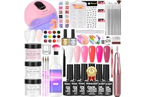 Major Dijit Acryl-Nagel-Set mit Nagelfräse – Komplettes Starter-Set für Anfänger | Weiß & Pink & Klar Acrylpuder, 6 Gel-Lacke, UV-LED-Lampe, Nail-Art-Dekorationen & Profi-Werkzeuge