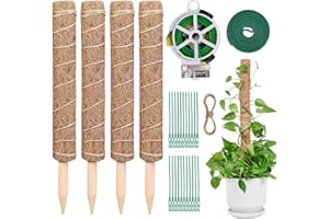 DYDHRER Pflanzenstab,4 Pcs 40cm Moosstab, Plant Stake Trellis, Zimmerpflanzenhalter,Kokosstab für Pflanzen Rankhilfe,Pflanzstäbe mit Pflanzenwachstumshilfegeeignet Als Kletterhilfe Für Zimmerpflanzen