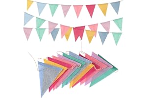 ‎GREATRIL Wimpelkette Outdoor Pastell 4 Stück– GREATRIL 16 M Girlande Kinderzimmer Wetterfest Stoff Wimpel für Garten Geburtstag Einschulung Schulkind Klassentreffen Karneval Ostern Party Deko