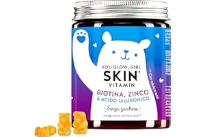 Caramelle gommose all’acido ialuronico – Antiossidante – Vitamina C, Zinco, Biotina – Pelle luminosa con effetto glow - 60 pezzi – Senza zucchero – Bears with Benefits