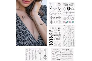 LINJINDE 30 fogli tatuaggi temporanei da attaccare sulla pelle impermeabile, adulti colla adesivi impermeabili per tattoo neri piccoli adesivi per Donna uomini uomo ragazzo ragazza braccia petto schiena gambe