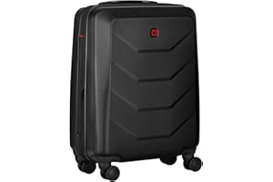WENGER Prymo Carry-On Hartschalenkoffer, Handgepäck, Trolley, 36 (43) l, Sicherheitsschloss, Damen Herren, Reisen Urlaub, Schwarz, 612536