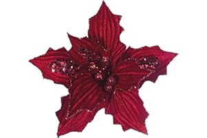 KI Store 22.5 cm große Weihnachtssterne 6 Stück künstliche Blumen samt für Kränze Dekorationen für Weihnachtsbäume