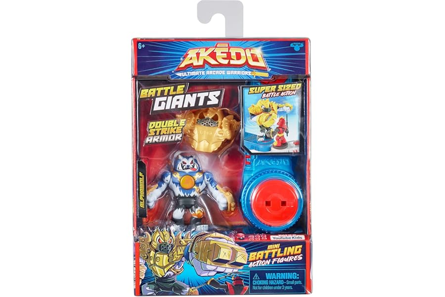 Giochi Preziosi Akedo Giant Alphawolf Single Character Controller with Push Button Double Defense Armor for Children from 6 Years Old AKE05200 Precious Games, Multi-coloured