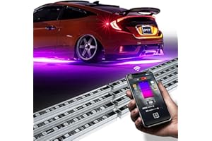 OPT7 Aura Pro Underlight Kit for Car with Smart App Control, 4 Pieces, Waterproof, Rigid Aluminum, Neon Accent LED Light Bar, Music Sound Sync, Multicolor Modes