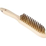 LESSMANN Bürste/Handbürste zur Entfernung von Rost, Schmutz und Farbe | 4 Reihig mit Griff aus Buchenholz | Borsten aus Messi