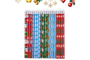 Cosiesnest 20 sztuk ołówków bożonarodzeniowych, dla dzieci, do szkoły, zestaw ołówków HB, na Boże Narodzenie, z gumką do ścierania, prezent urodzinowy dla dzieci, na imprezę, prezent dla chłopców i