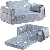 Divano Letto Per Bambini 2 In 1 HB.YE - Morbido, Pieghevole, Con Luci Al Buio A Forma Di Stella