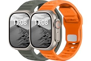 DONEGANI UC2 Correa Deportiva Compatible para Apple Watch series Ultra 9 8 7 6 5 4 3 2 1 SE 49mm 45mm 44mm 42mm 41mm 40mm 38mm Pulsera Strap color Naranja/Verde Ejercito, 2 piezas