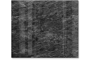 DEQORI Placa de cristal para cubrir vitrocerámica, de una pieza, 60 x 52 cm, diseño de estructura de piedra oscura, placa de vitrocerámica para cocina, cubierta universal | placa de cristal y tabla