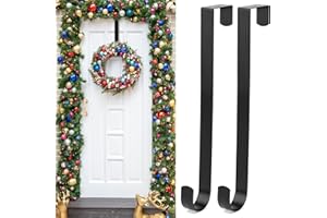 Dntorx Christmas Wreath Hanger, 12 Inches Christmas Front Door Wreath Hook Hanger Over Door Metal Wreath Hooks Holder for Christmas Wedding Wreaths Home Decorations(2 Pack)