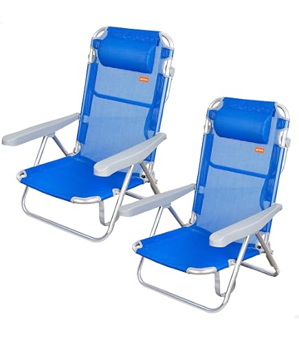 Silla De Playa Plegable Pincho Con Cojín – Reclinable En 4 Posiciones, Asa De Transporte, Color Azul Turquesa (67x52x82.5 Cm)