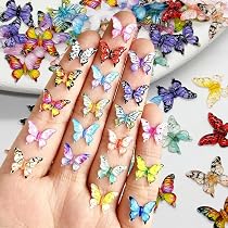 Set De 100 Micro Mariposas De Resina Para Manualidades, Miniaturas Decorativas Para Casas De Muñecas Y Jardines De Hadas, Accesorios Para Uñas Y Scrapbooking
