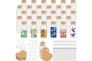 GOTRUST Dekoflaschen Flaschenpost 10ML, 30 Stücke Wunschflasche Glas, Kleine Flaschen Reagenzglas mit Korken, Reagenzgläser mit Kleine Flaschenanhänger 22x50mm