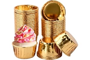 EHUIHUAN 50 Pirottini per Muffin in Carta di Grado Alimentare - Adatti per Festa di Natale, Compleanno, Matrimonio - Oro