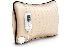 sinnlein Elektryczna poduszka grzewcza z wypełnieniem 100 W, na plecy, ramiona, kark, brzuch, 3 poziomy temperatury i automatyczne wyłączanie (beżowa)