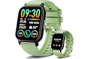 Poounur Smartwatch con Llamadas Bluetooth, 1.85" Reloj Inteligente Hombre Mujer con 112 Modos Deportivos, Pulsera Actividad con Pulsómetro, Monitor de Sueño, Impermeable IP68, Smart Watch Verde