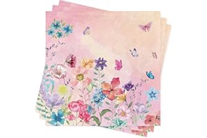 Servietten Frühling Blumen Ostern Tischdeko - 40Stück BUSCANDO Servietten Schmetterling Floral Frühling Deko Servietten Geburtstag Hochzeit Papierservietten 33x33cm Geburtstag Tischdeko Deko