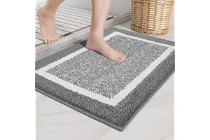 COLOR&GEOMETRY Color G Tapis de Bain Antidérapant, Tapis Salle de Bain Moelleux en Microfibre, Tapis de Douche Absorbant Lavable en Machine, 50 x 75 cm, Gris Foncé