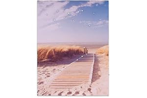 NEXOS TRADING LED Wandbild Leinwandbild mit Beleuchtung Fotodruck Düne 30x40cm Kunstdruck Leuchtbild Nord- Ostsee Sommer 1 warmweiße LED+30 Glasfaser-LED Rügen Sylt