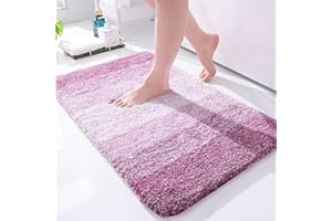 Homaxy Miękki dywanik łazienkowy, antypoślizgowa, nadająca się do prania mata łazienkowa, puszysty, chłonny dywanik z wysokim runem, z mikrofibry, pod wannę lub prysznic, 40 x 60 cm (fioletowy)