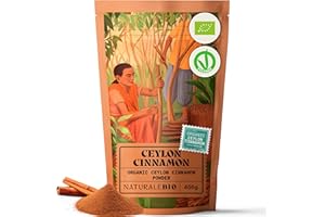 NaturaleBio Organic Ceylon Cinnamon Powder 450g. Premium True Cinnamon Rich Aromatic Spice. Natural antioxidant and Anti-inflammatory. Aids Digestion, boosts Immunity and Promotes Wellness