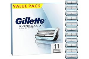 ‎GILLETTE Gillette SkinGuard Sensitive Rasierklingen, Klingen für Männer, 11 Original Ersatzklingen für Nassrasierer Herren, Verbesserter Gleitstreifen, passend für Fusion-Griffe